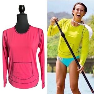 Athleta Pink Swim Rashguard Top | Size M | Long Sleeve Activewear Beach Shirt